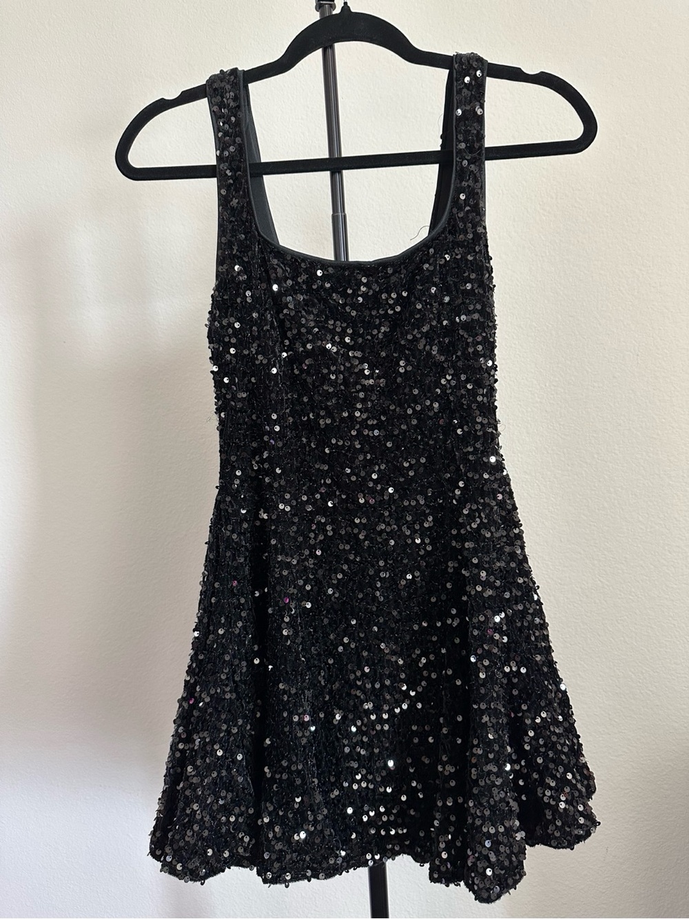 American Threads Black Sequin Party Dress